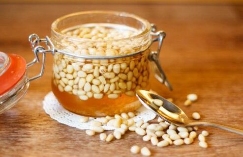 pine nuts and honey